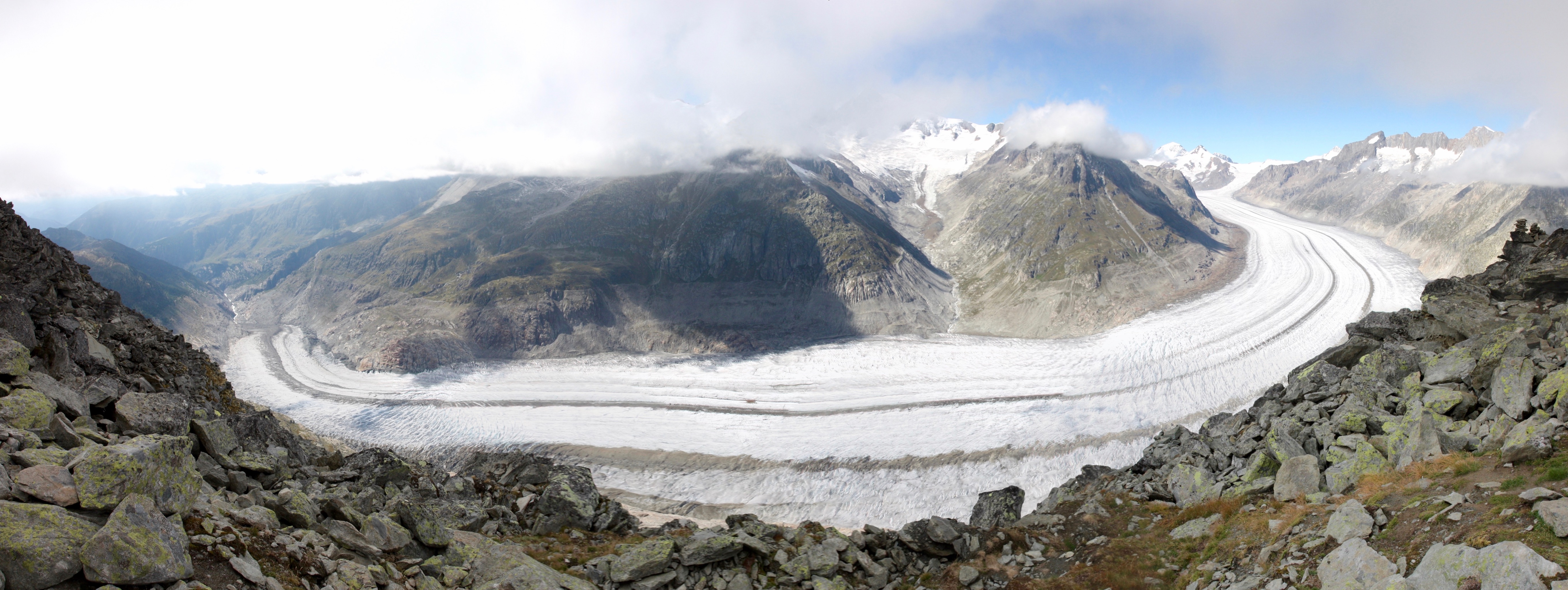 Panorama of the Aletsch Glacier near the end of our trip close to Bettmerhorn.