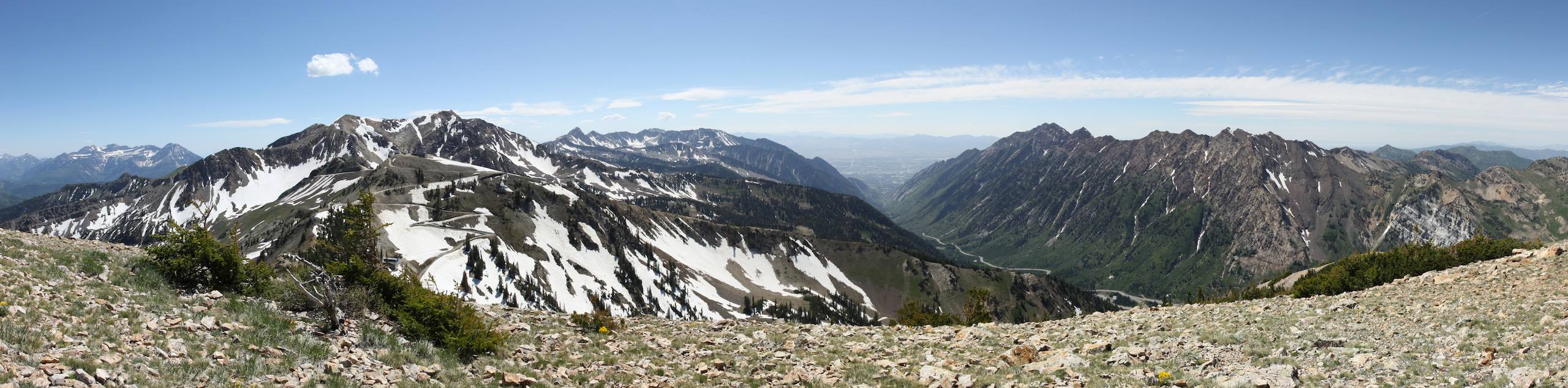 A panorama from the trig station on the top of Mount Baldy, Alta, Utah.