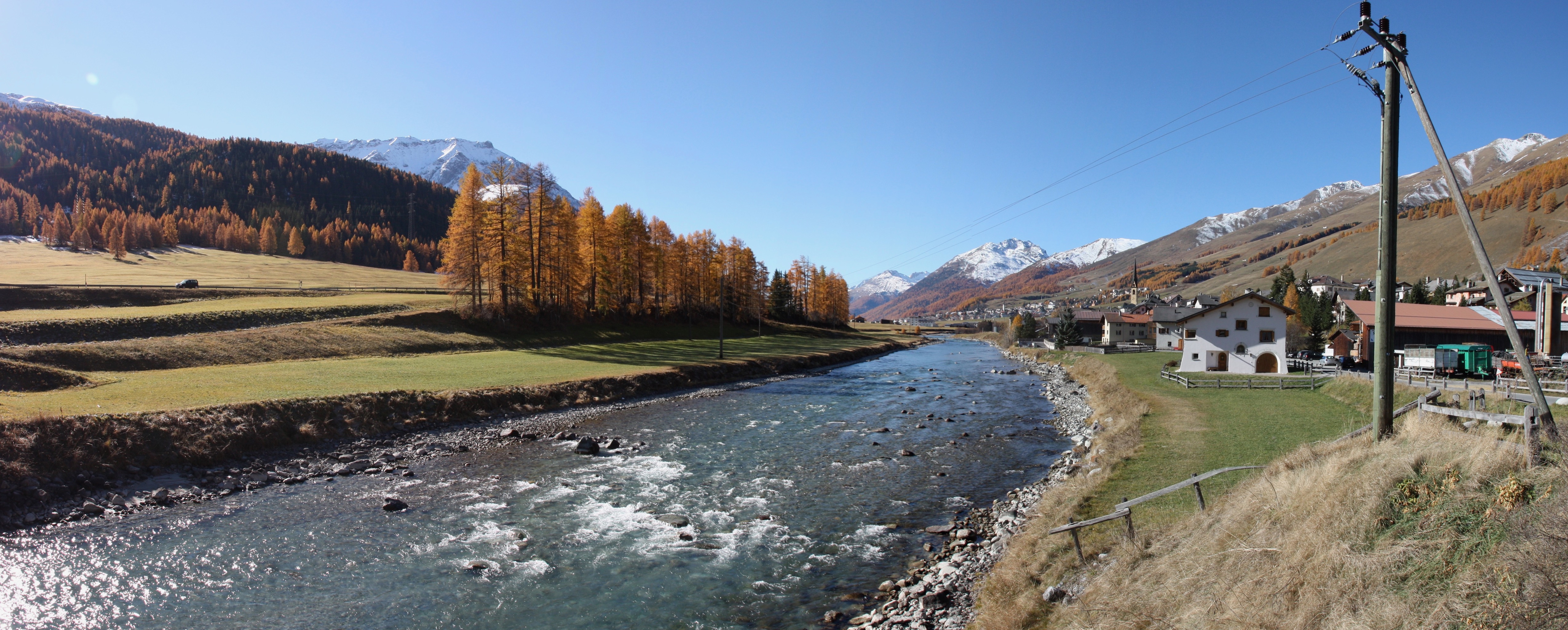 Inn River, S-chanf, Maloja Region, Graubünden, Switzerland.