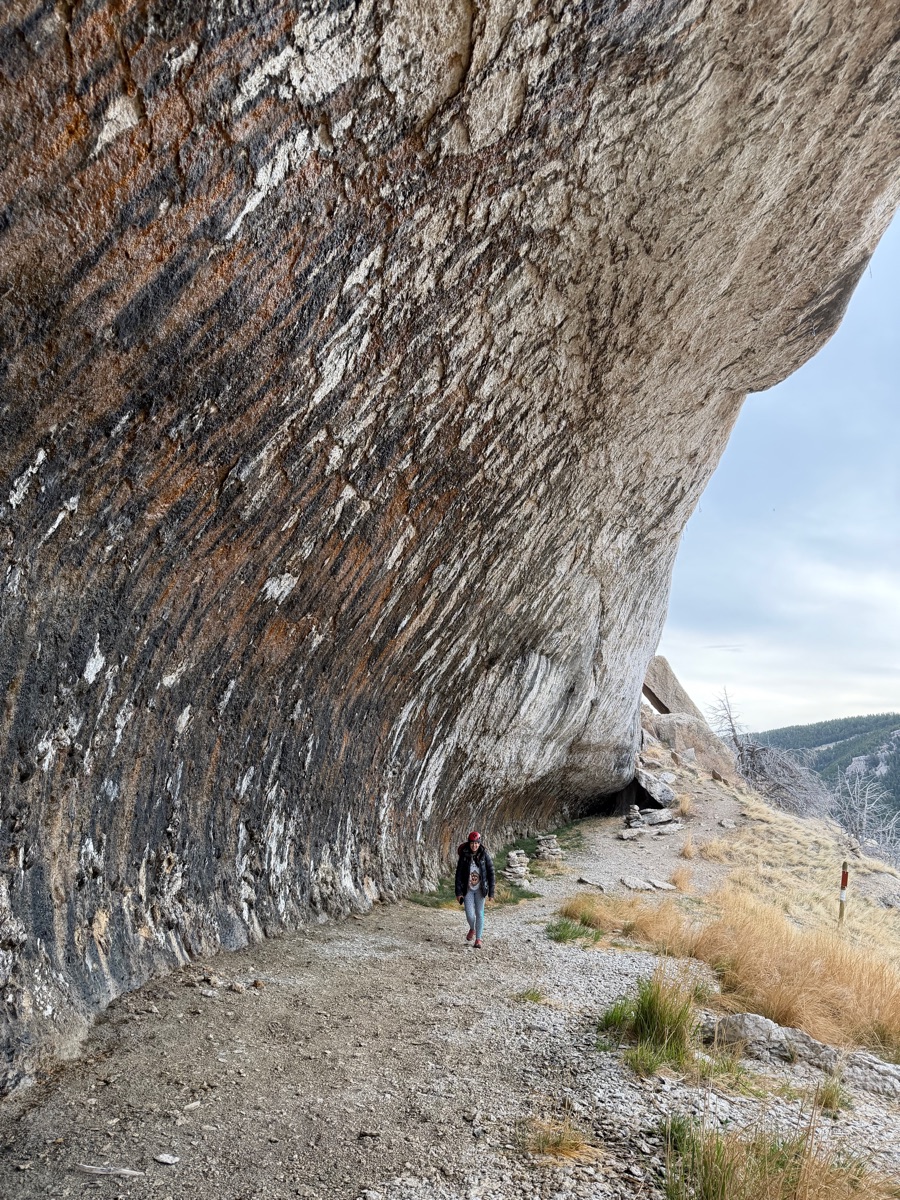 Alex at the moss cave on the approach to the Main Wall, Sinks Canyon.