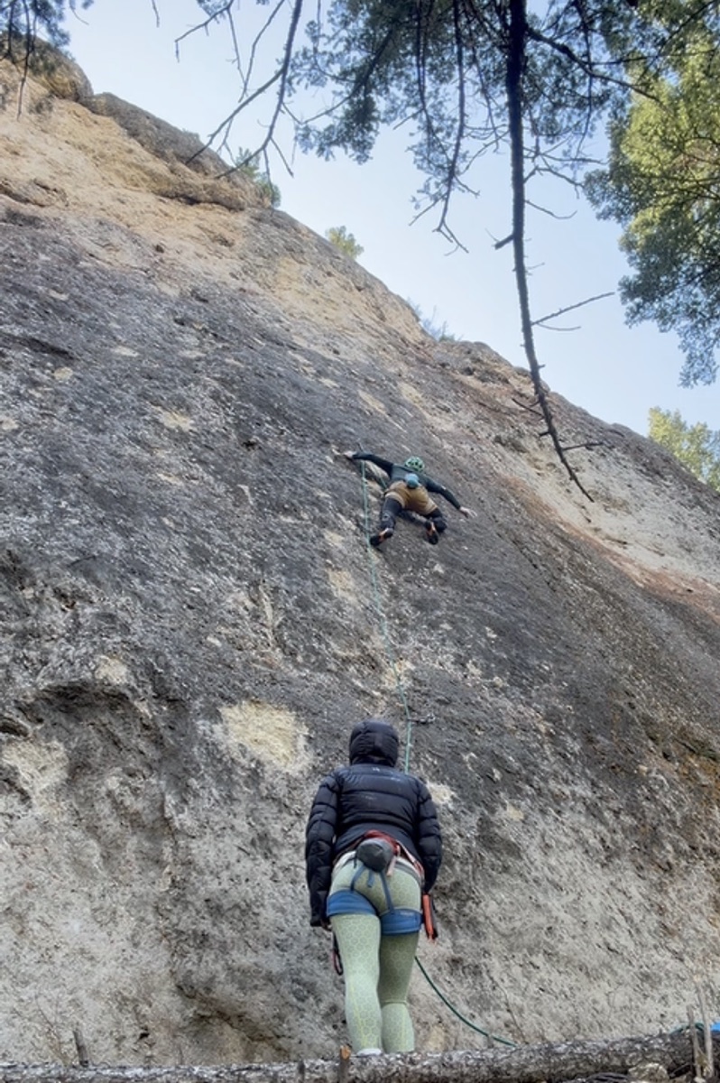 On the second-go send of Sky Pup (5.12a), Sinks Canyon Shady Side.