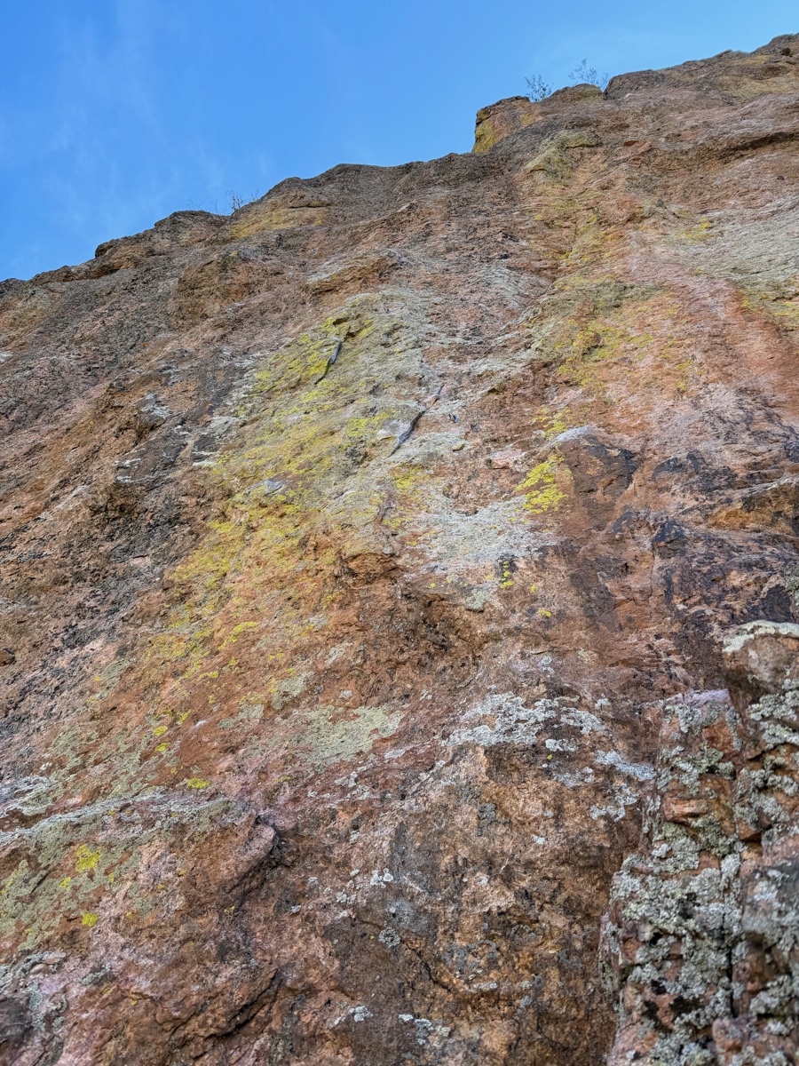 Crystal Wall, Poudre Canyon. Jade (5.12b) is the new line on the far left of the North Face.