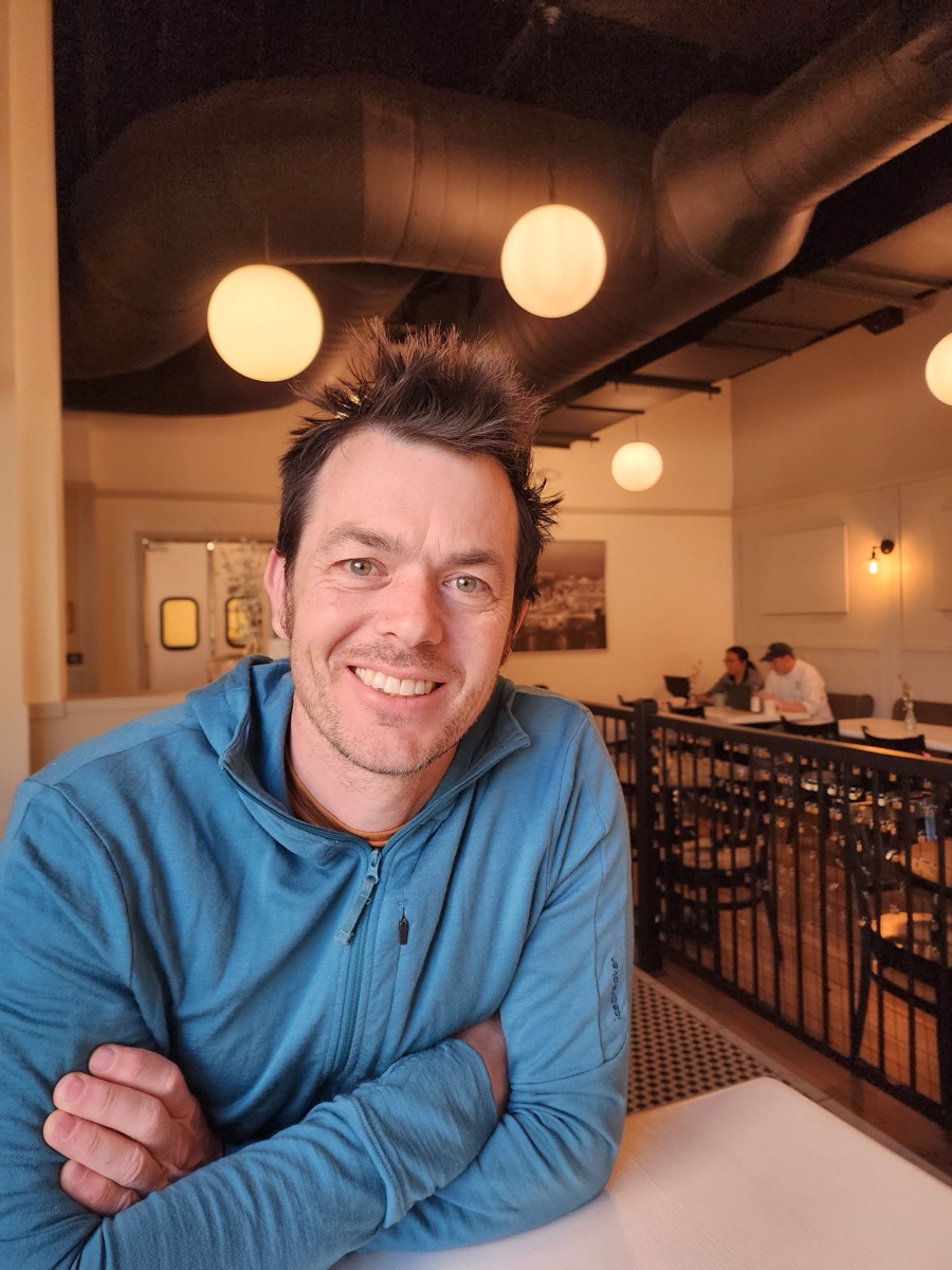 Birthday breakfast the next morning, celebrating a successful trip and the start of my 50s.