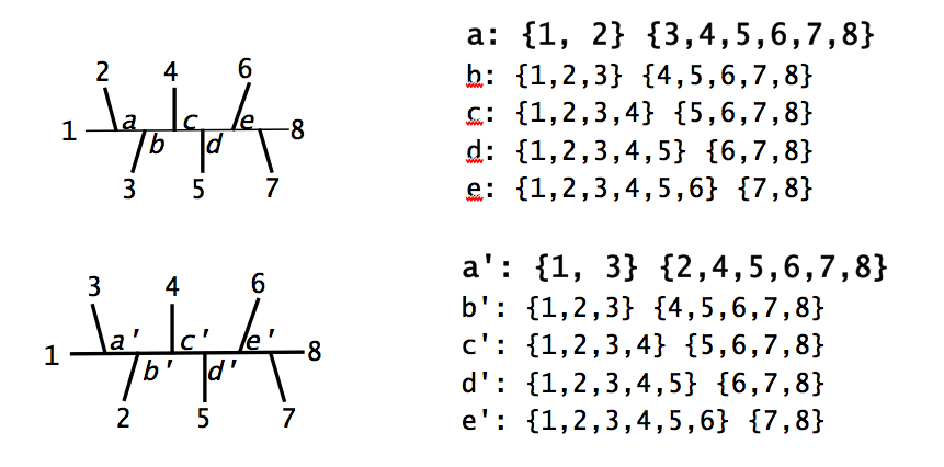 Robinson-Foulds distance example