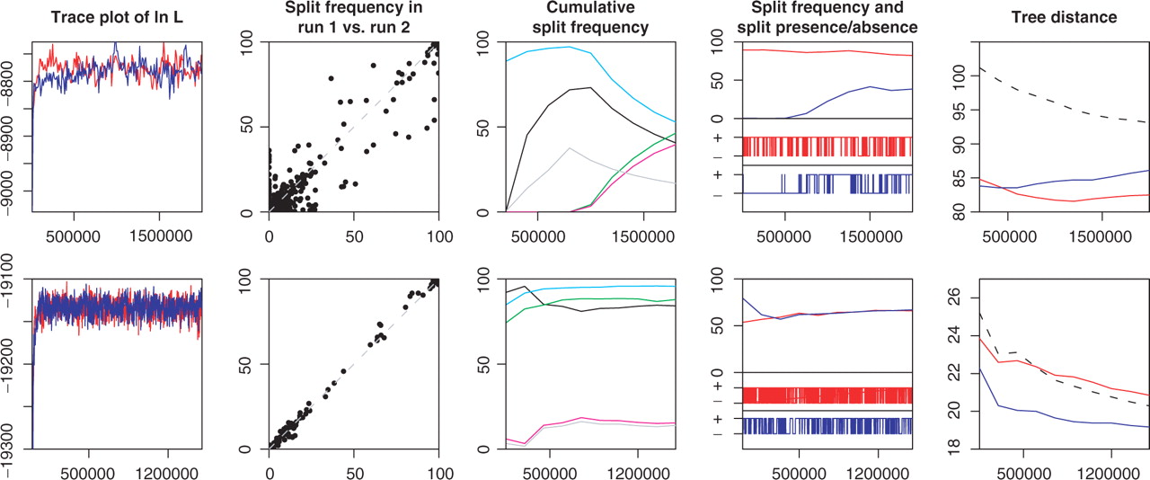 AWTY convergence diagnostics